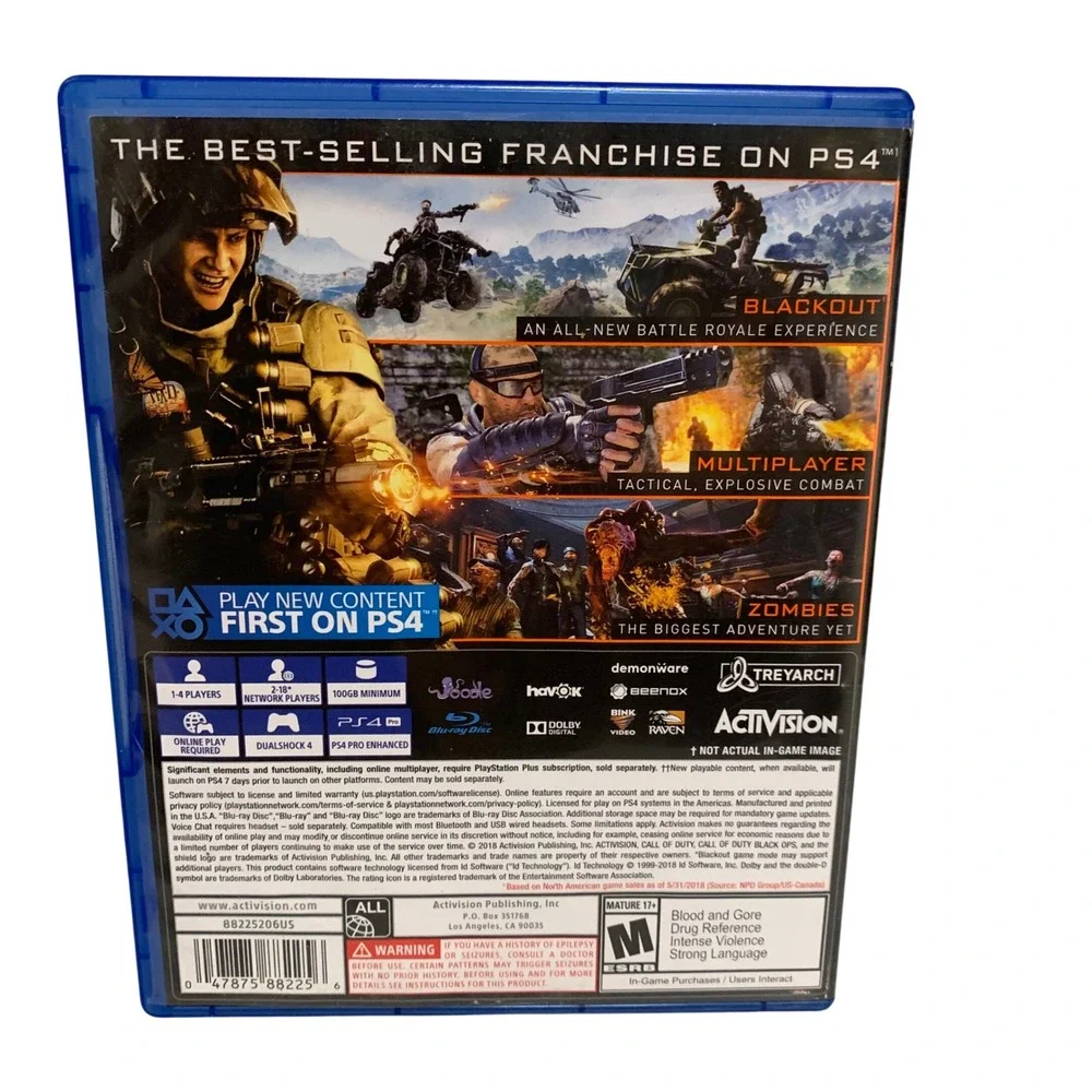 Call of Duty Black Ops 4 PlayStation 4 PS4‎ Complete CIB Mint Disc 2018 Release